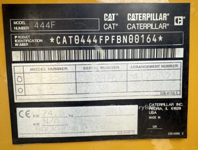 Caterpillar 444F backhoe loader